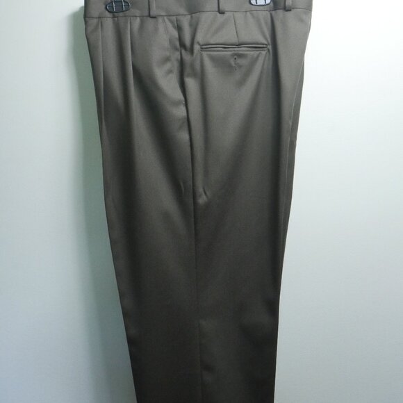 Ralph Lauren Mens Taupe Gray Wool Super 100s Dress Pants Pleated Cuffed 42x30 - Picture 1 of 16